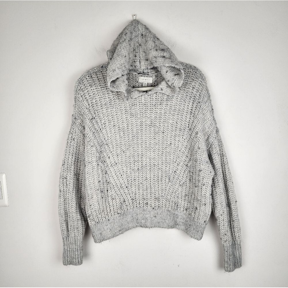 Lucky Brand Hooded Sweater Grey Knit Crop Size M - Picture 13 of 13